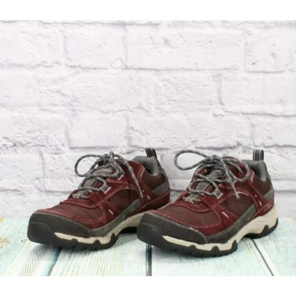 LL Bean Red Nylon Lace Up Waterproof Hiking Sneakers Shoes Size 9 M - Picture 2 of 9